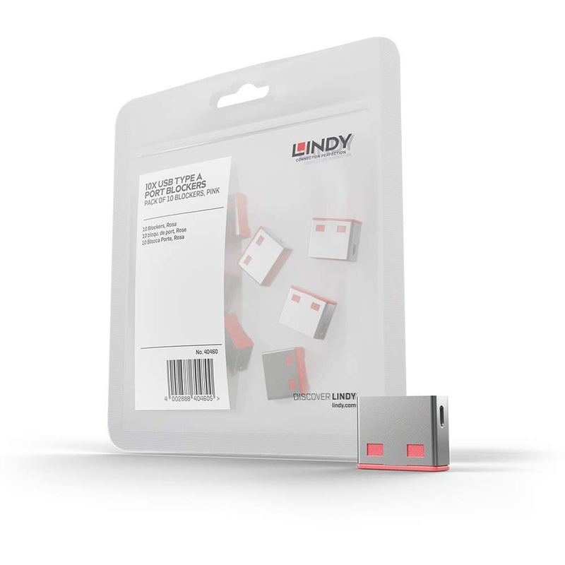 Lindy USB Port Blocker - Pack of 10, Pink 40460