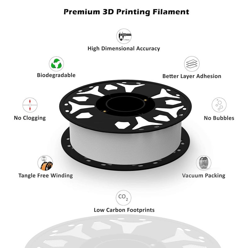 Protomont TECHNOLOGIES فيلا مونت خيوط الطباعة ثلاثية الأبعاد PLA بريميوم بلس بقطر 1.75 مم (لفة 1 كجم)، متوافقة مع معظم طابعات FDM (أبيض ساطع) - Image 2