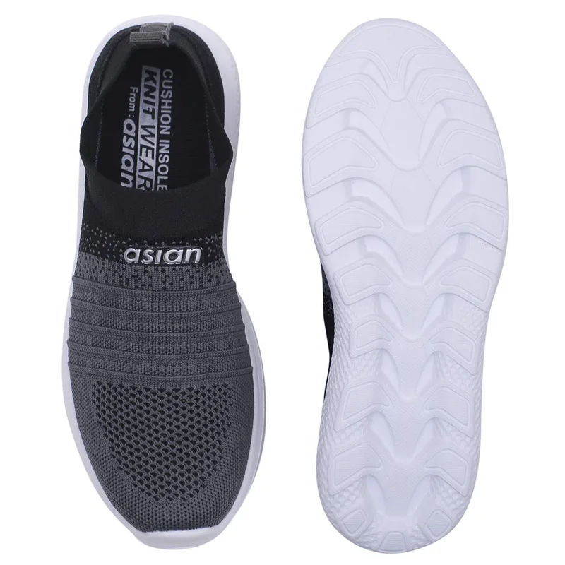 أسيان Grey Slip-On Sports Shoes for Women