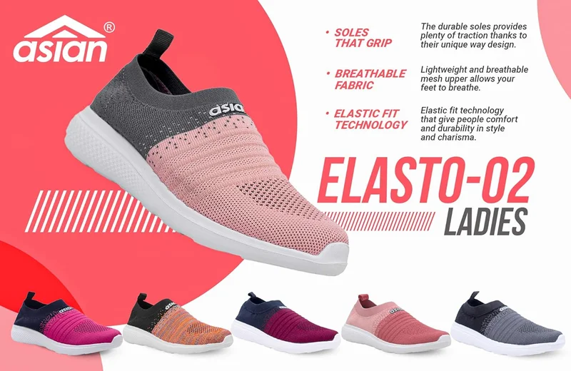 أسيان Grey Slip-On Sports Shoes for Women