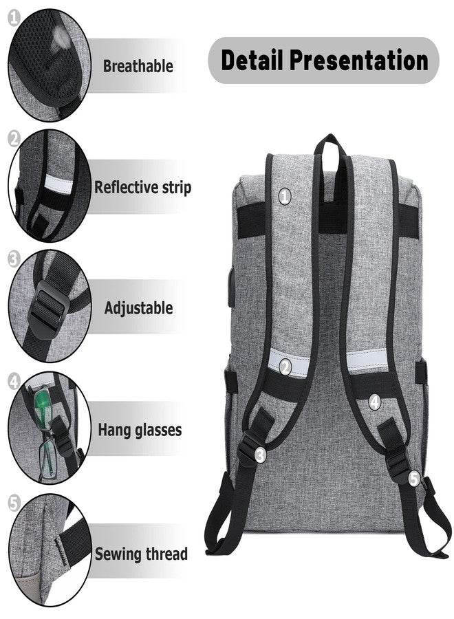 HFSX Vintage Backpack Anti Theft Laptop Backpack Men Women Business Travel Computer Backpack College Bookbag Stylish Water Resistant Vintage Backpack with USB Port Fits 15.6 Inch Laptop Grey - Image 5