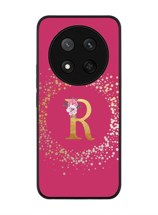 Custom Monogram Floral - R ( Deep Pink )