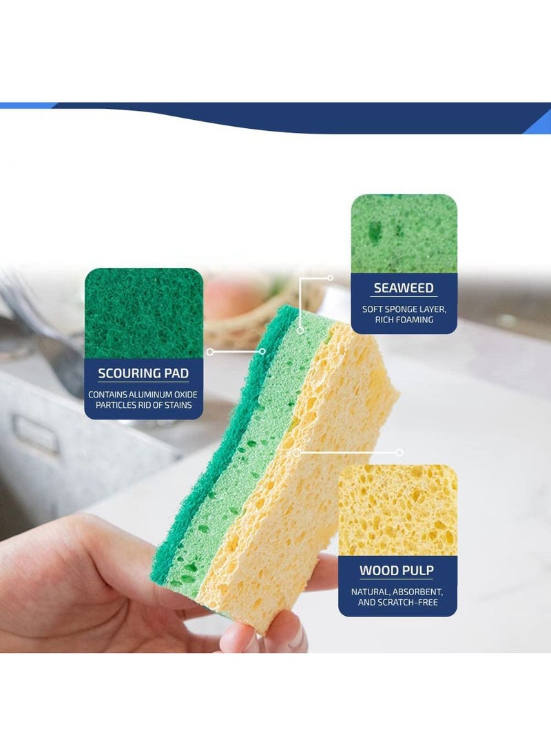 Arabest - Multipurpose Kitchen Scrub Sponge Non-Scratch - 4 Pack Reusable Double Sided Scrub Sponge - Easily Cleans All Surfaces For Dish Pots Pans Dishware Nonstick Cookware Countertops - Image 1
