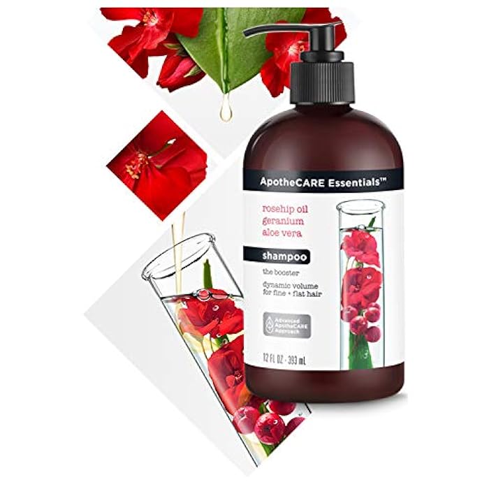ApotheCARE Essentials The Booster Shampoo Rosehip Oil, Geranium, Aloe Vera 12 oz - Image 3
