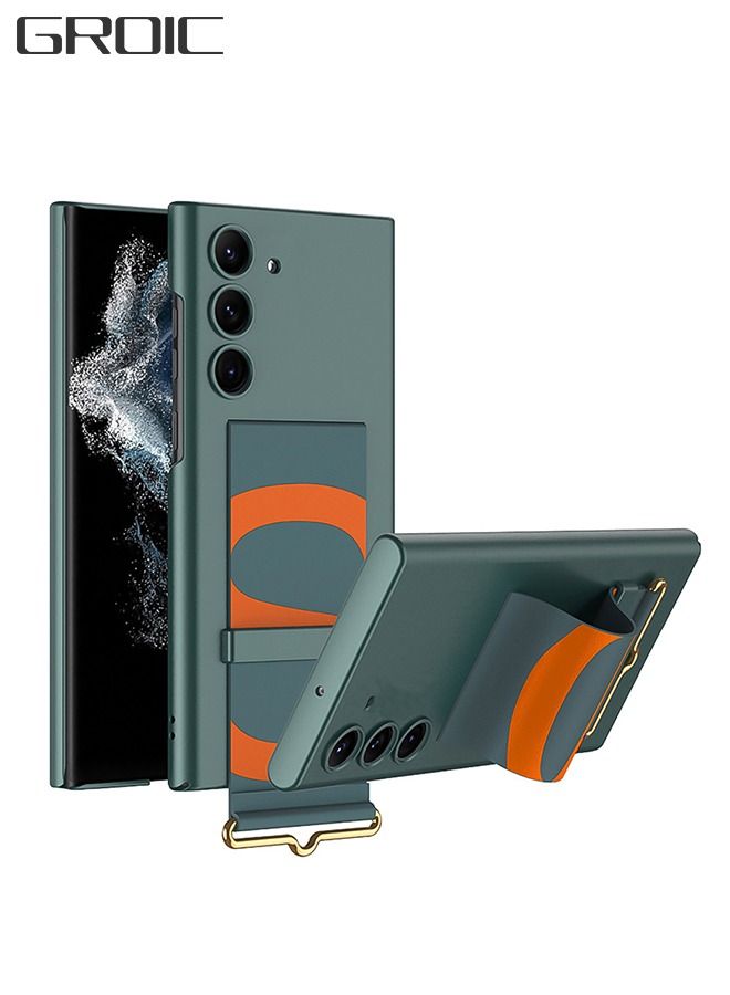 GROIC Case for Samsung Galaxy S23 Plus 6.6" Cover with Leather Wristband Holder, Luxury Slim Wrist Strap Kickstand PC Cover Full Body Protective Anti-Scratch Shockproof Lightweight Case - Image 1