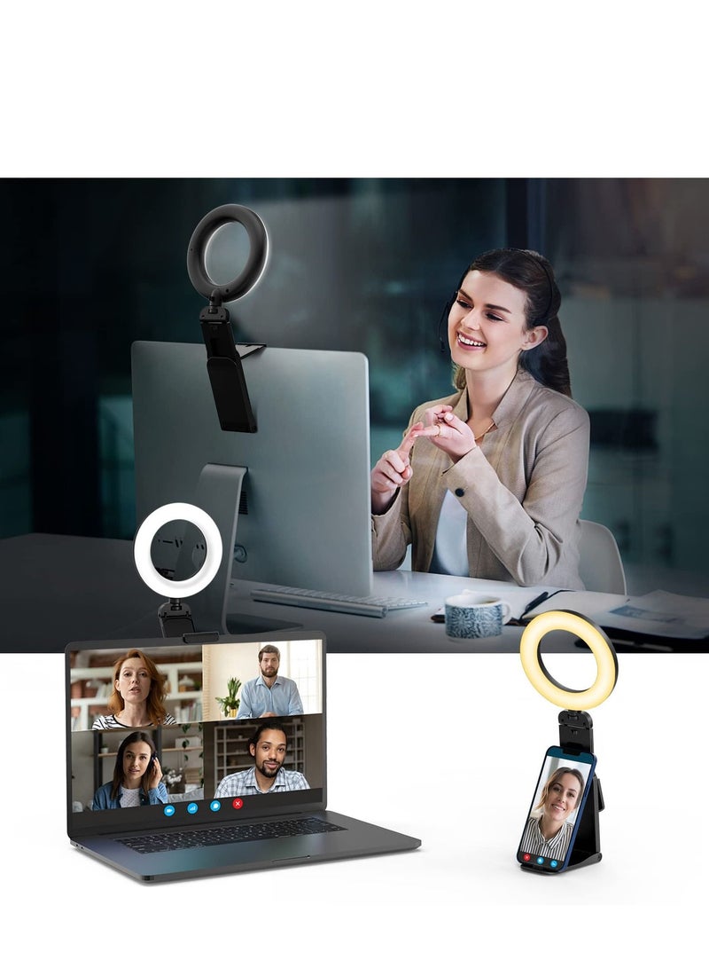 Excefore Ring Light for Computer Laptop, Video Conference Lighting kit Zoom Meetings, 5" Small Led Selfie Portable with Stand  - Image 1