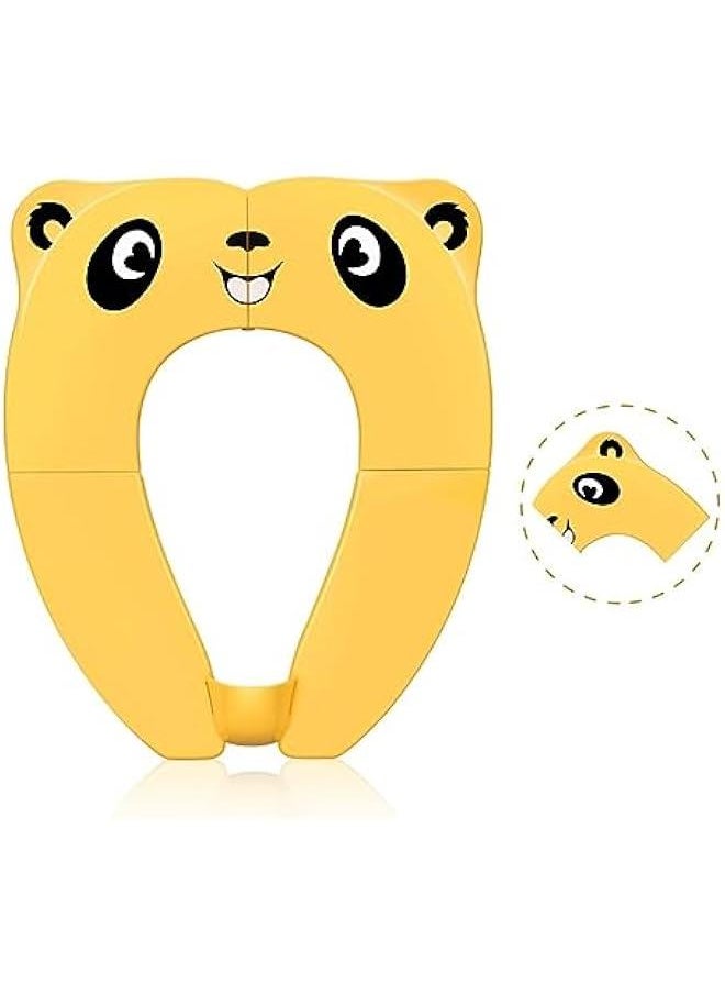 HOOKOR Travel Potties,Toddler Potty Seat Cover Travel Portable Potty Seat for Kids Non-Slip Foldable Toilet Seat Pad with Carry Bag & Splash Guard (Yellow)  - Image 1