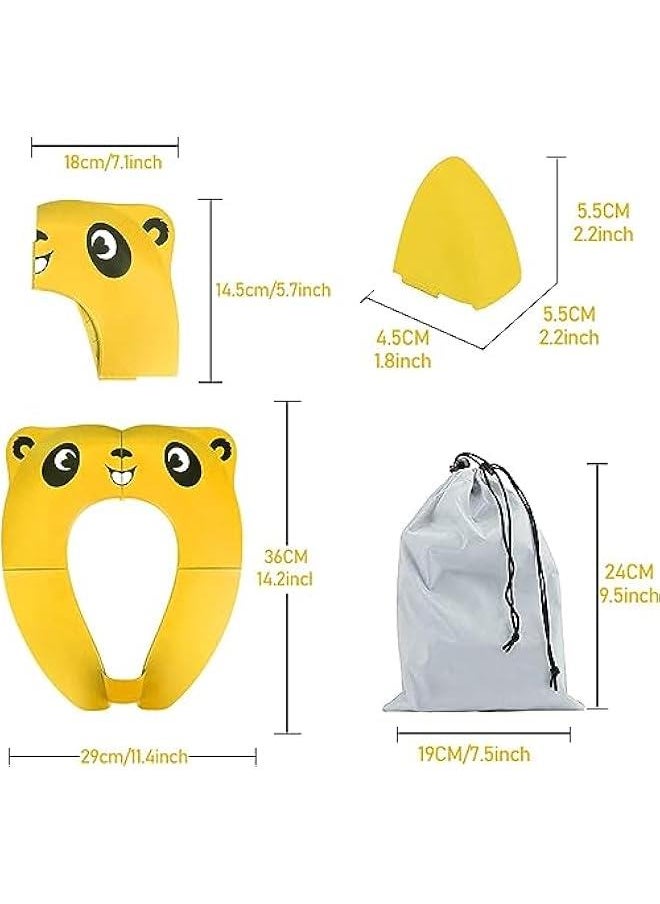 HOOKOR Travel Potties,Toddler Potty Seat Cover Travel Portable Potty Seat for Kids Non-Slip Foldable Toilet Seat Pad with Carry Bag & Splash Guard (Yellow)  - Image 2