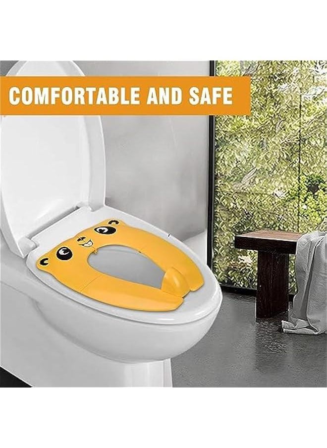 HOOKOR Travel Potties,Toddler Potty Seat Cover Travel Portable Potty Seat for Kids Non-Slip Foldable Toilet Seat Pad with Carry Bag & Splash Guard (Yellow)  - Image 3
