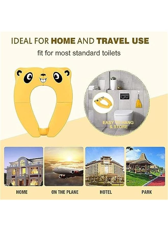 HOOKOR Travel Potties,Toddler Potty Seat Cover Travel Portable Potty Seat for Kids Non-Slip Foldable Toilet Seat Pad with Carry Bag & Splash Guard (Yellow)  - Image 4