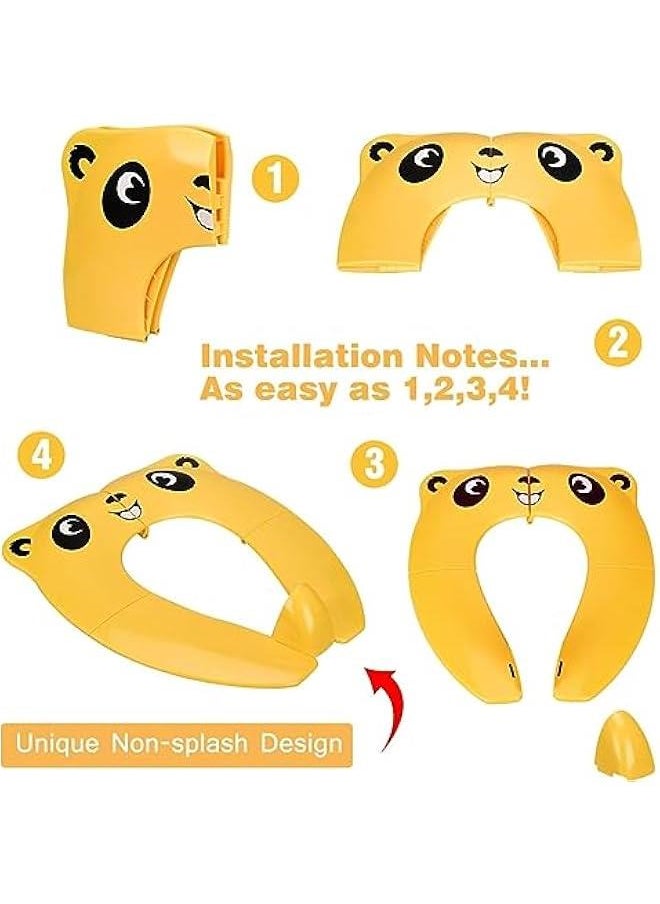 HOOKOR Travel Potties,Toddler Potty Seat Cover Travel Portable Potty Seat for Kids Non-Slip Foldable Toilet Seat Pad with Carry Bag & Splash Guard (Yellow)  - Image 5