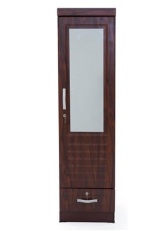 Generic Empire Furniture Wooden Wardrobe Cabinet, Single Door with Mirror and Drawer, Mahogany (Brown/Black), 190x51x53 cm  - Image 1