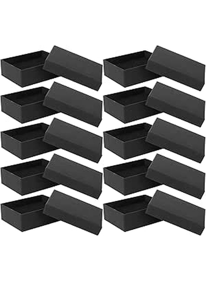 10 Black Kraft Paper Jewelry Boxes With Sponge Insert 7x9x3cm Ring Necklace Storage Cases Compact Travel Packaging Holder - Image 1