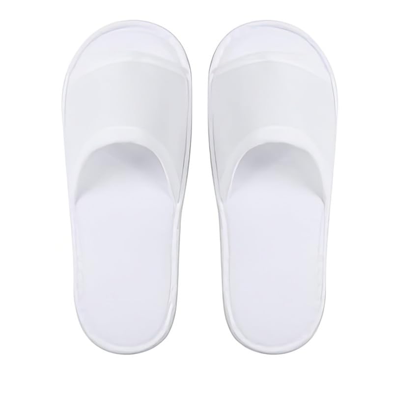 INtex HOME Open Toe White Spa Slippers - Comfortable Guest Slippers for Spa, Hotel, Party, and Travel - Unisex Fit for Men and Women - 4 Pairs - White