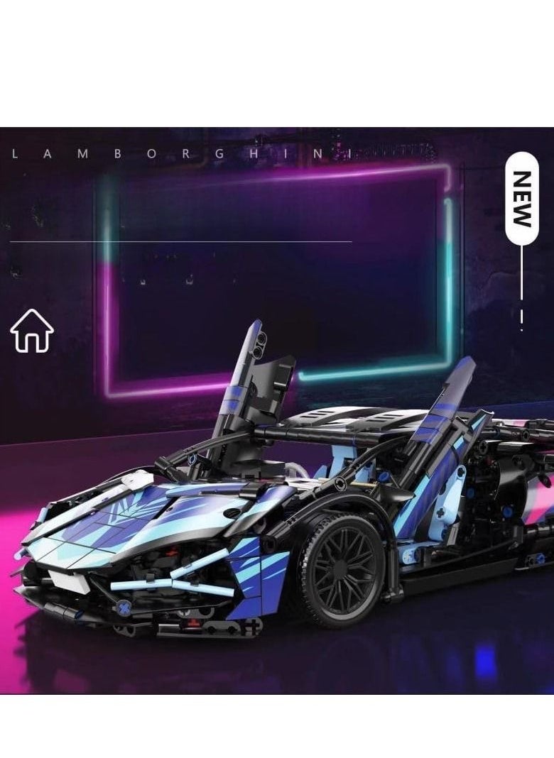 Fun Racing Set Cyberpunk Sports Car Lamborghini -SIAN Model Remote Control Car Children's toy Blocks Toys for boys and Girls Over 6 Years Old (1314 pieces)  - Image 5