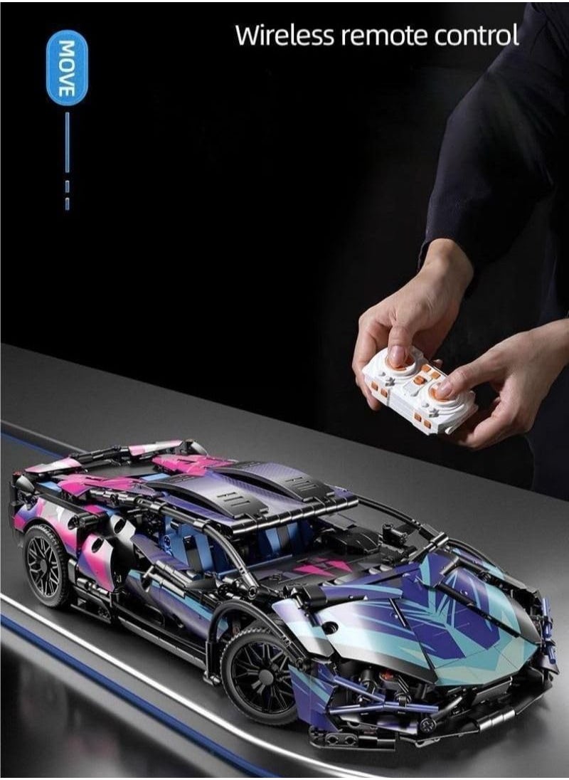 Fun Racing Set Cyberpunk Sports Car Lamborghini -SIAN Model Remote Control Car Children's toy Blocks Toys for boys and Girls Over 6 Years Old (1314 pieces)  - Image 2