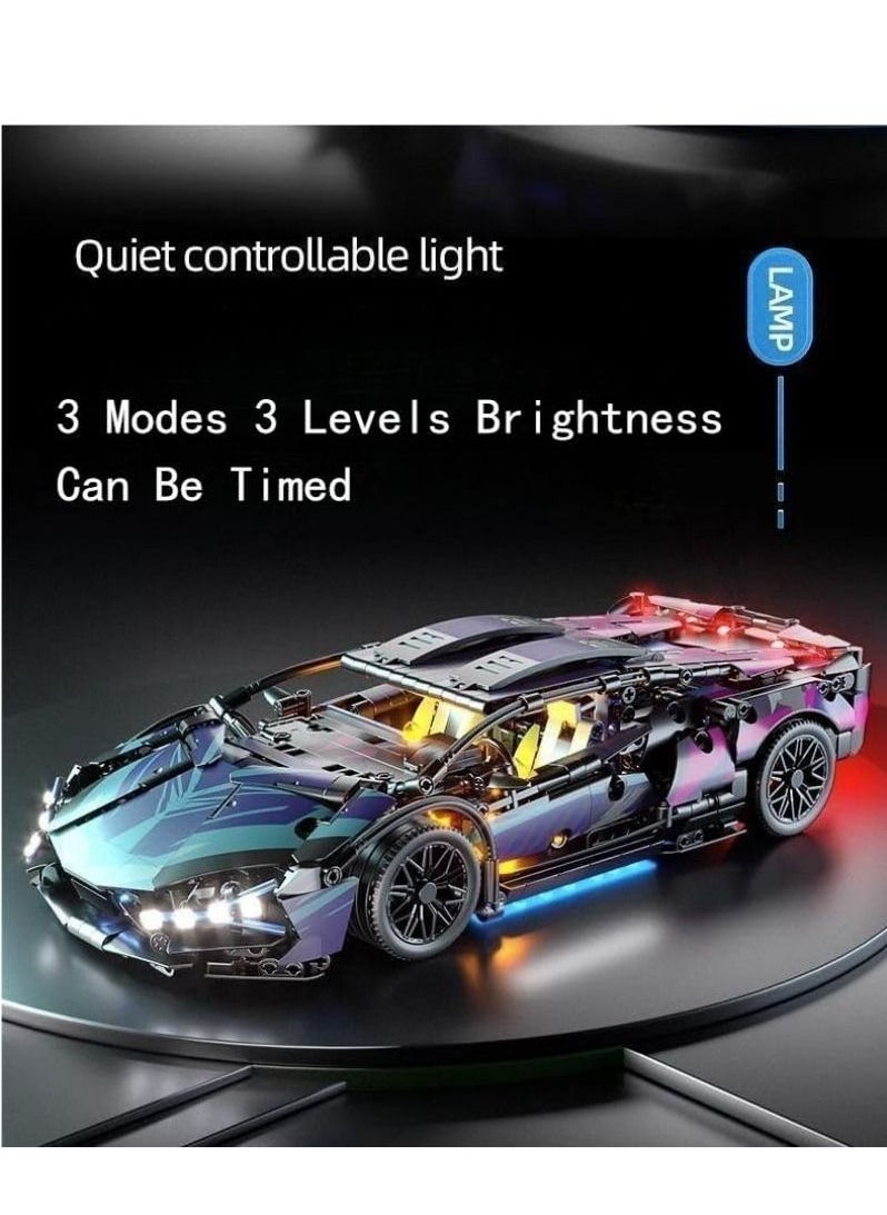 Fun Racing Set Cyberpunk Sports Car Lamborghini -SIAN Model Remote Control Car Children's toy Blocks Toys for boys and Girls Over 6 Years Old (1314 pieces)  - Image 3