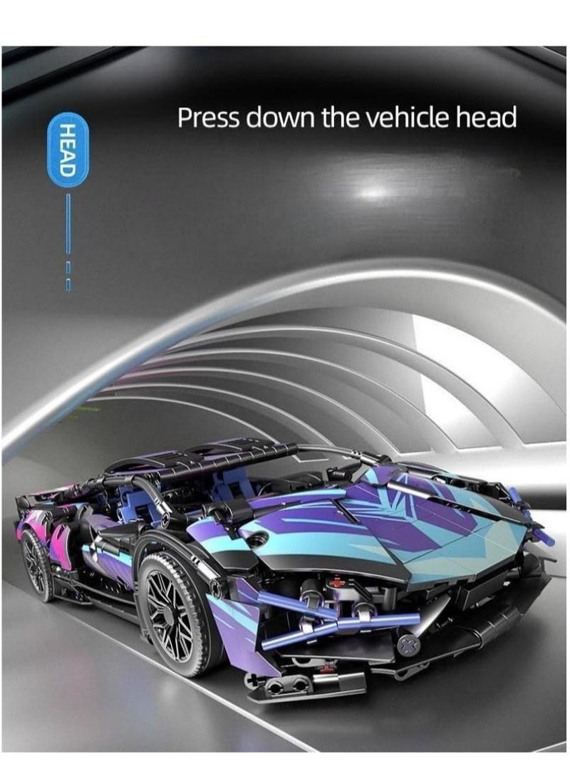 Fun Racing Set Cyberpunk Sports Car Lamborghini -SIAN Model Remote Control Car Children's toy Blocks Toys for boys and Girls Over 6 Years Old (1314 pieces)  - Image 4