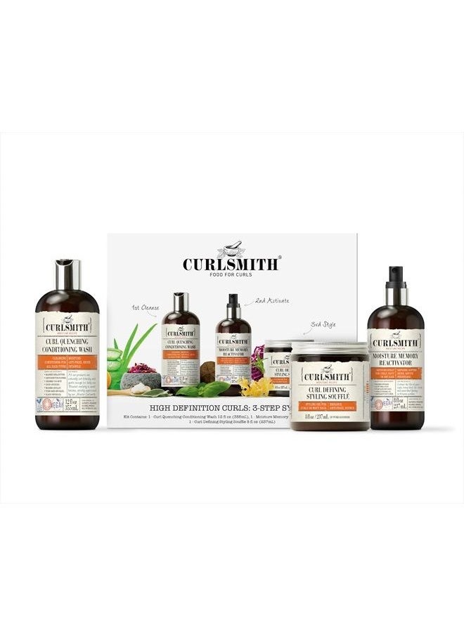 CURLSMITH Curlsmith - Wash & Go High Definition Curls Kit: 3-Step System - Vegan Haircare for Dry, Wavy, Curly or Coily Hair  - Image 1