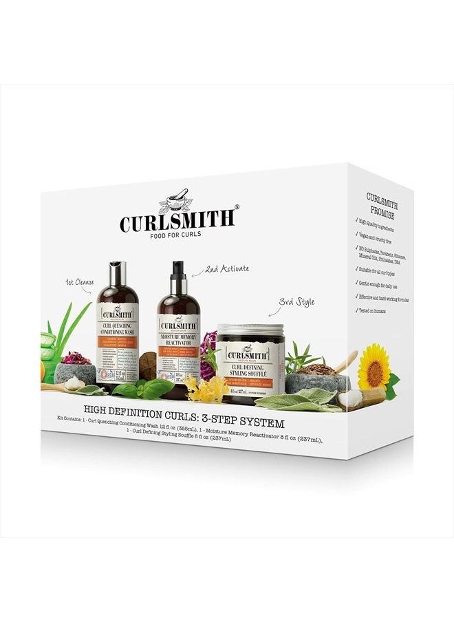 CURLSMITH Curlsmith - Wash & Go High Definition Curls Kit: 3-Step System - Vegan Haircare for Dry, Wavy, Curly or Coily Hair  - Image 4