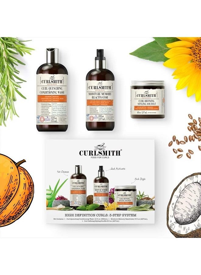 CURLSMITH Curlsmith - Wash & Go High Definition Curls Kit: 3-Step System - Vegan Haircare for Dry, Wavy, Curly or Coily Hair  - Image 2