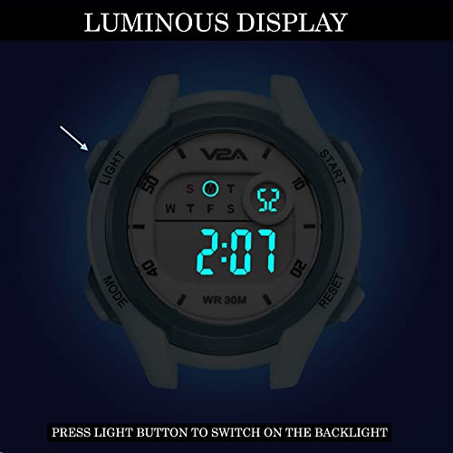 V2A Boys and Girls Kids Watch - Waterproof Watch, Gifts for Boys and Girls Age 5-13 for Multi-Functional 30 M Waterproof Digital Sports Watches for 3 4 5 6 7 Year Old Kids (Dark Green Dial and Band) - Image 5