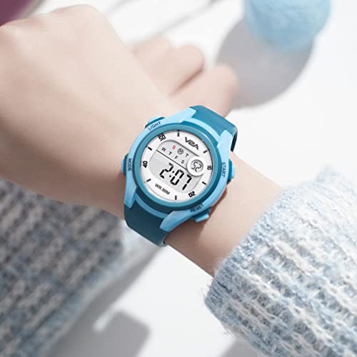 V2A Boys and Girls Kids Watch - Waterproof Watch, Gifts for Boys and Girls Age 5-13 for Multi-Functional 30 M Waterproof Digital Sports Watches for 3 4 5 6 7 Year Old Kids (Dark Green Dial and Band) - Image 3