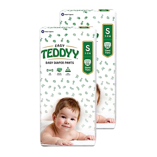 TEDDYY Easy Baby S Size Diaper Pant Style |102 Count (Small) | 3–8 kg (Pack of 6) | Long Protection Hours | Anti-Bacterial | Airy Breathable Fit | Rapid Soaker Channels with Wetness Indicator - Image 1