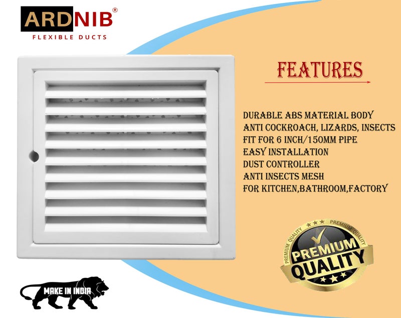 Ardnib 6 Inch Vent Cover/Ventilation Vent Cover/Chimney Pipe outer Vent Cover/Used for Anti Cockroach, Lizards, Insects, 150 mm Exhaust Fan Cap Chimney Pipe Cowl (ABS WHITE, 6 INCH) - Image 3