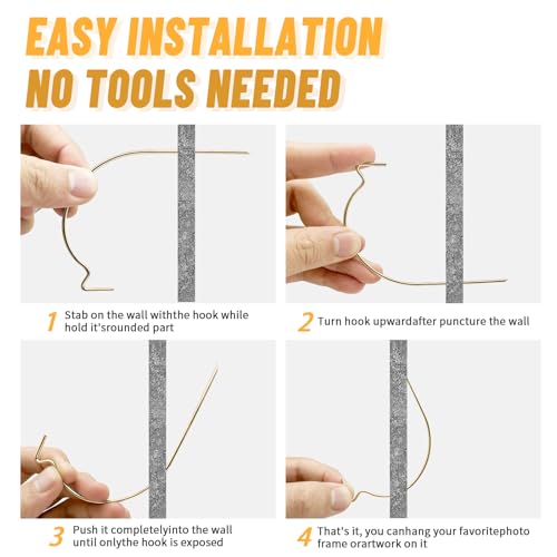 FURHUA 30pcs Aeneous Super Hook Picture Hangers and Office Pack, Drywall Hooks for Hanging Pictures, Wall Hooks, Picture Hangers, Picture Hanging Kit，Hang Art, Clock, Shelves, Mirrors - Image 4