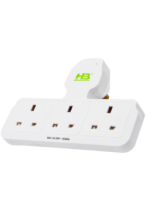 HB Homebest 1 To 3 Adapter In PP Material All Copper Inside With Fuse
