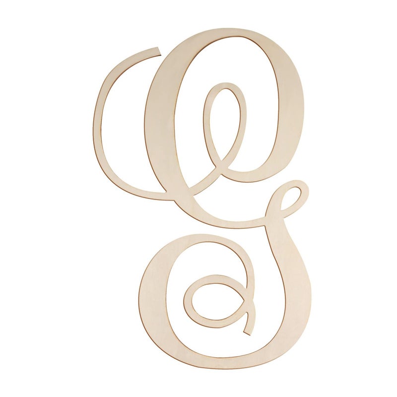 Cursive Wooden Letters G for Wall Decor 14 Inch Large Wooden Letters Unfinished Monogram Wood Letter Crafts Alphabet Sign Cutouts for DIY Painting Door Hanger G