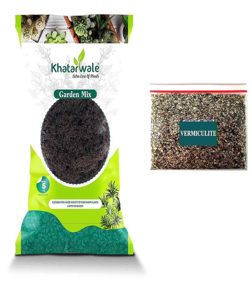Khatarwale خليط سماد عضوي ختاروال 5 كجم جاهز للاستخدام و500 جرام من الفيرميكوليت العضوي للنباتات الداخلية والخارجية - Image 1