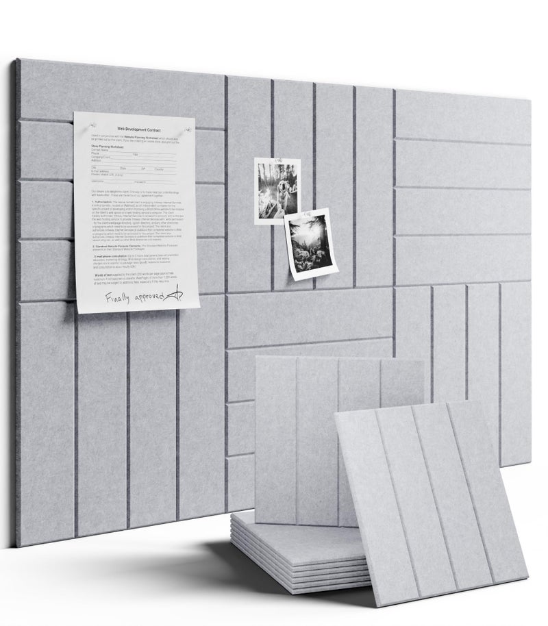 Fluxynara Large Felt Bulletin Board 36"x24" Cork Board Alternative - 6 Pack with 40 Safe Removable Adhesive Tabs, Cork Boards for Walls for Home Office Classroom Pin Board-Soft Gray - Image 1
