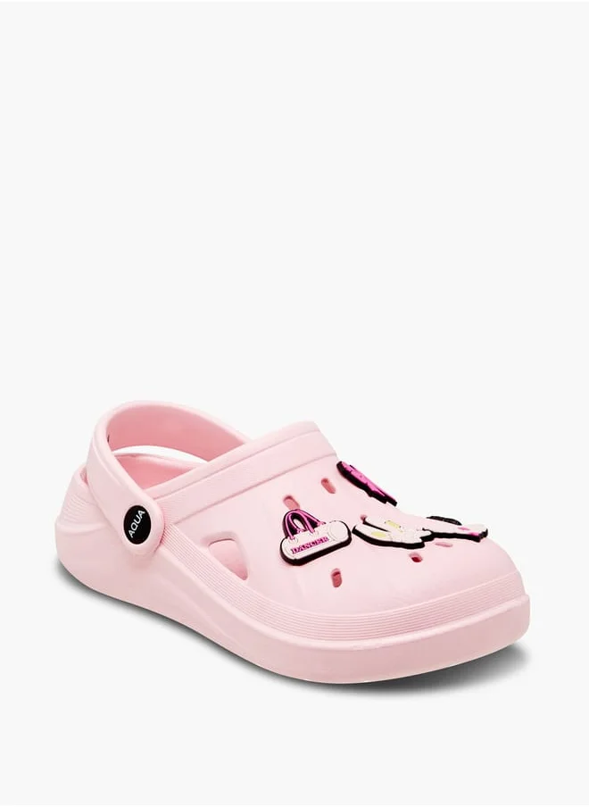 أكوا Girls' Applique Detail Clogs with Backstrap