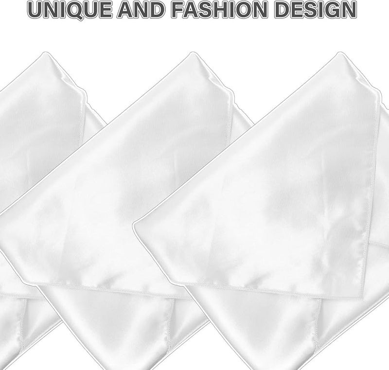مناديل الساتين للعشاء 8 قطع بيضاء ناعمة قابلة للغسيل وماصة للمنزل والحفلات والفنادق - Image 3