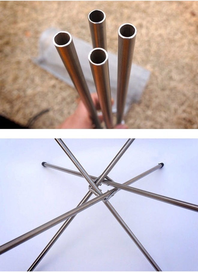 MIXDE - Folding Campfire Rack Portable Fire Pit for Camping Fire Bowl 25x10x10cm Foldable Stainless Steel Outdoor Wood Burning - Image 1