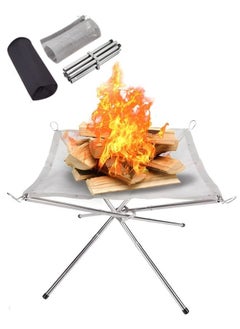 Folding Campfire Rack Portable Fire Pit for Camping Fire Bowl 25x10x10cm Foldable Stainless Steel Outdoor Wood Burning