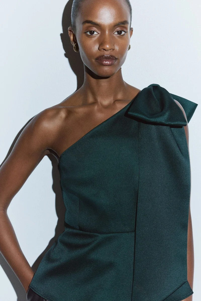 H&M Bow-detail one-shoulder top