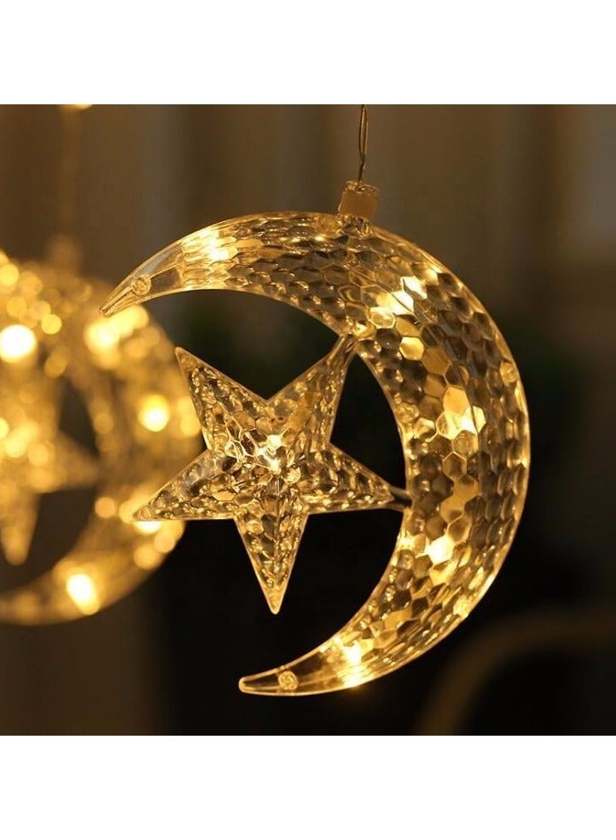 ديكور على شكل قمر ونجوم زينة أضواء خيطية LED لرمضان والعيد مع 8 أوضاع وميض, ٣ متر - Image 4