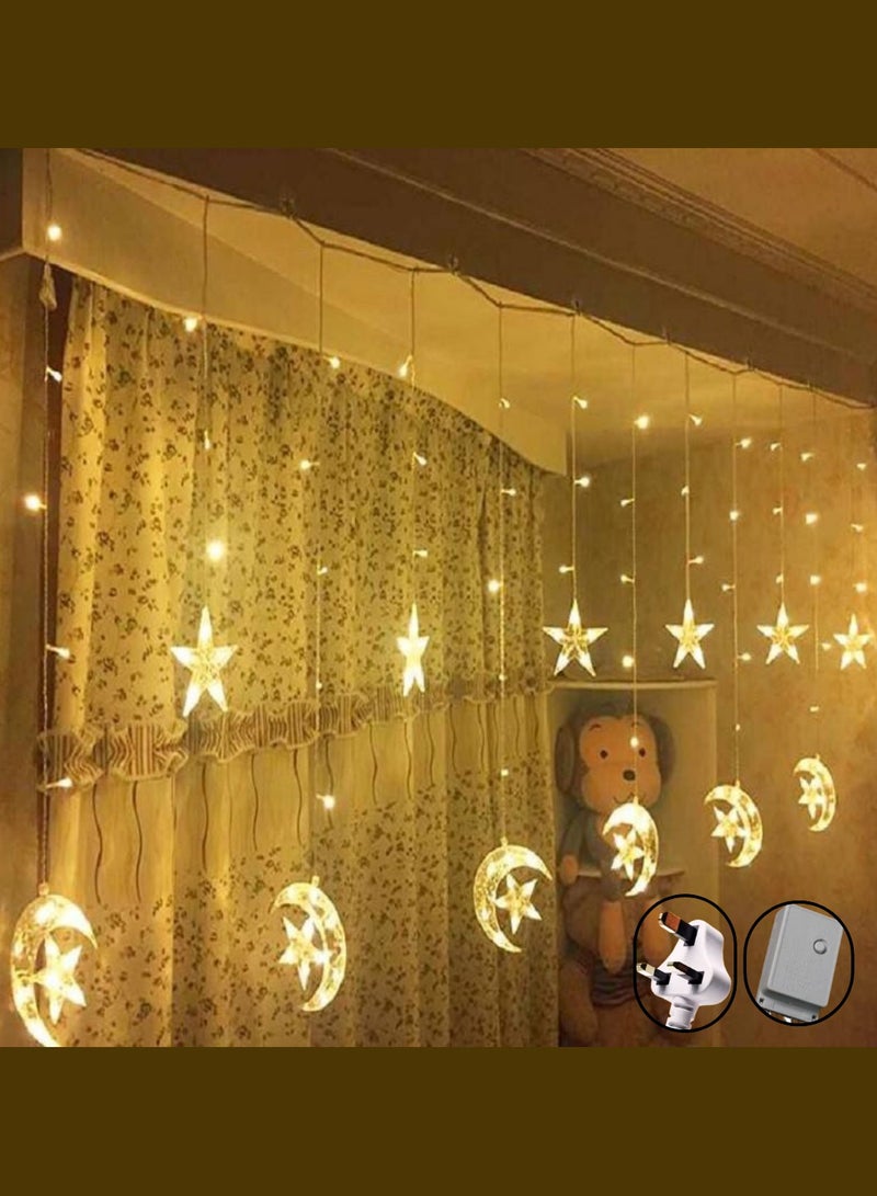 ديكور على شكل قمر ونجوم زينة أضواء خيطية LED لرمضان والعيد مع 8 أوضاع وميض, ٣ متر - Image 2