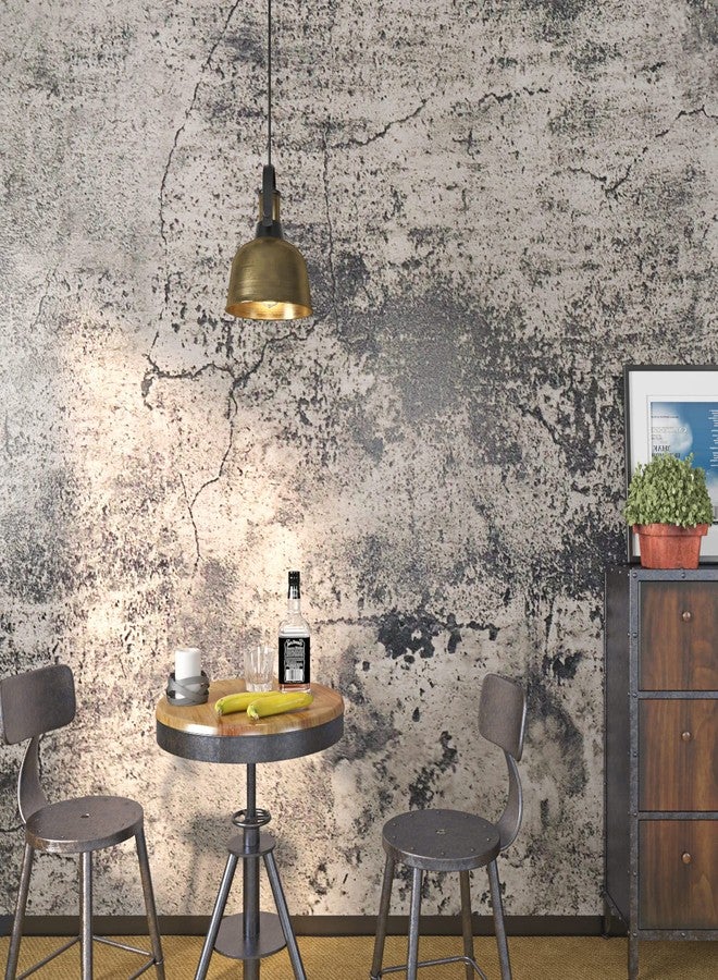 FunStick 15.7"x472" Stained Grey Concrete Peel and Stick Wallpaper Removable Gray 3D Faux Concrete Contact Paper for Walls Countertops Cement Self Adhesive Wall Paper Sticker for Bedroom Renters Vinyl - Image 1