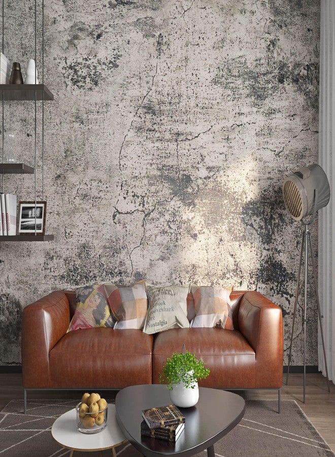 FunStick 15.7"x472" Stained Grey Concrete Peel and Stick Wallpaper Removable Gray 3D Faux Concrete Contact Paper for Walls Countertops Cement Self Adhesive Wall Paper Sticker for Bedroom Renters Vinyl - Image 2