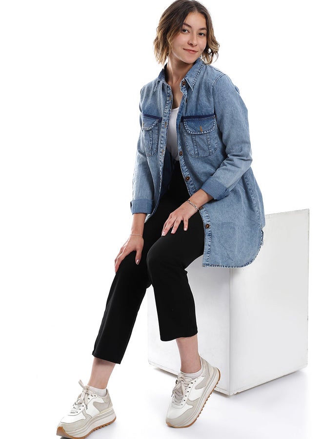 Andora High Waist Fly Zipper Button Closure Pants _ Black - Image 1