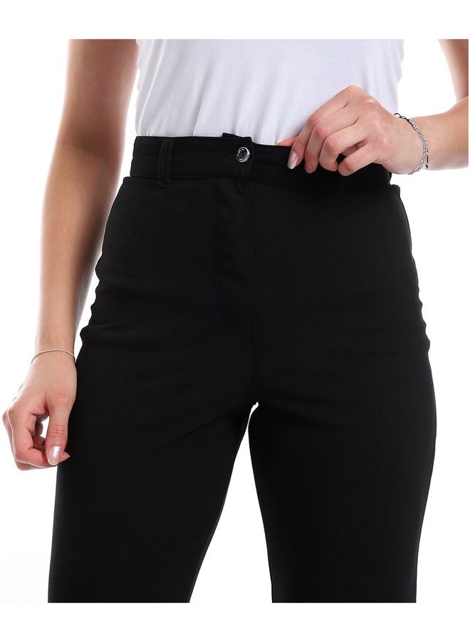 Andora High Waist Fly Zipper Button Closure Pants _ Black - Image 4