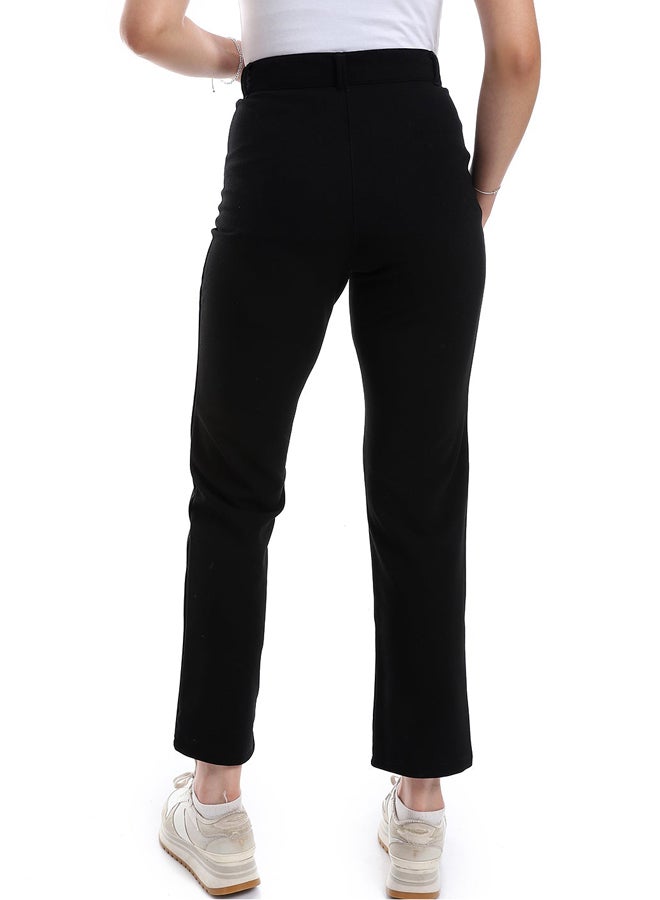Andora High Waist Fly Zipper Button Closure Pants _ Black - Image 3
