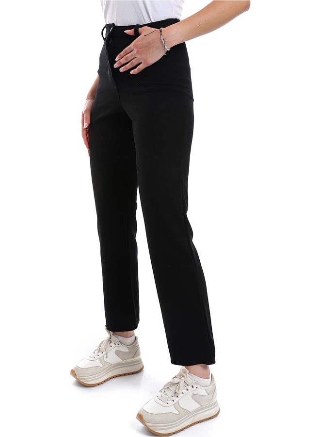 Andora High Waist Fly Zipper Button Closure Pants _ Black - Image 5