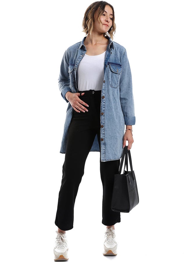 Andora High Waist Fly Zipper Button Closure Pants _ Black - Image 2