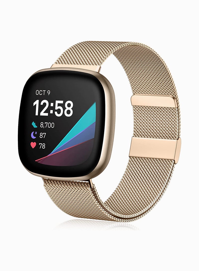 KASTWAVE Bands for Fitbit Versa 3 Metal Bands Compatible with Fitbit Sense Stainless Steel Mesh Breathable Wristband Strap with Adjustable Magnet Lock Replacement Wristbands for Women and Men - Image 1