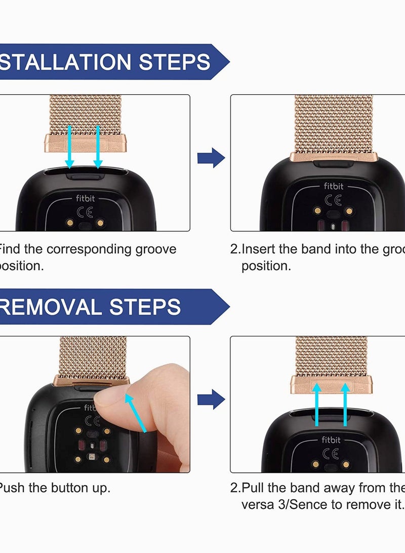 KASTWAVE Bands for Fitbit Versa 3 Metal Bands Compatible with Fitbit Sense Stainless Steel Mesh Breathable Wristband Strap with Adjustable Magnet Lock Replacement Wristbands for Women and Men - Image 4